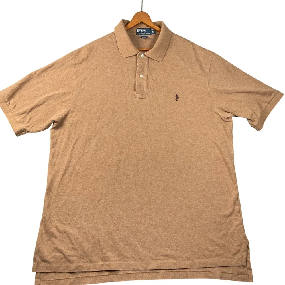 Polo Ralph Lauren Polo Shirt Mens XLT Tan Brown Short Sleeve Pony Logo Cotton